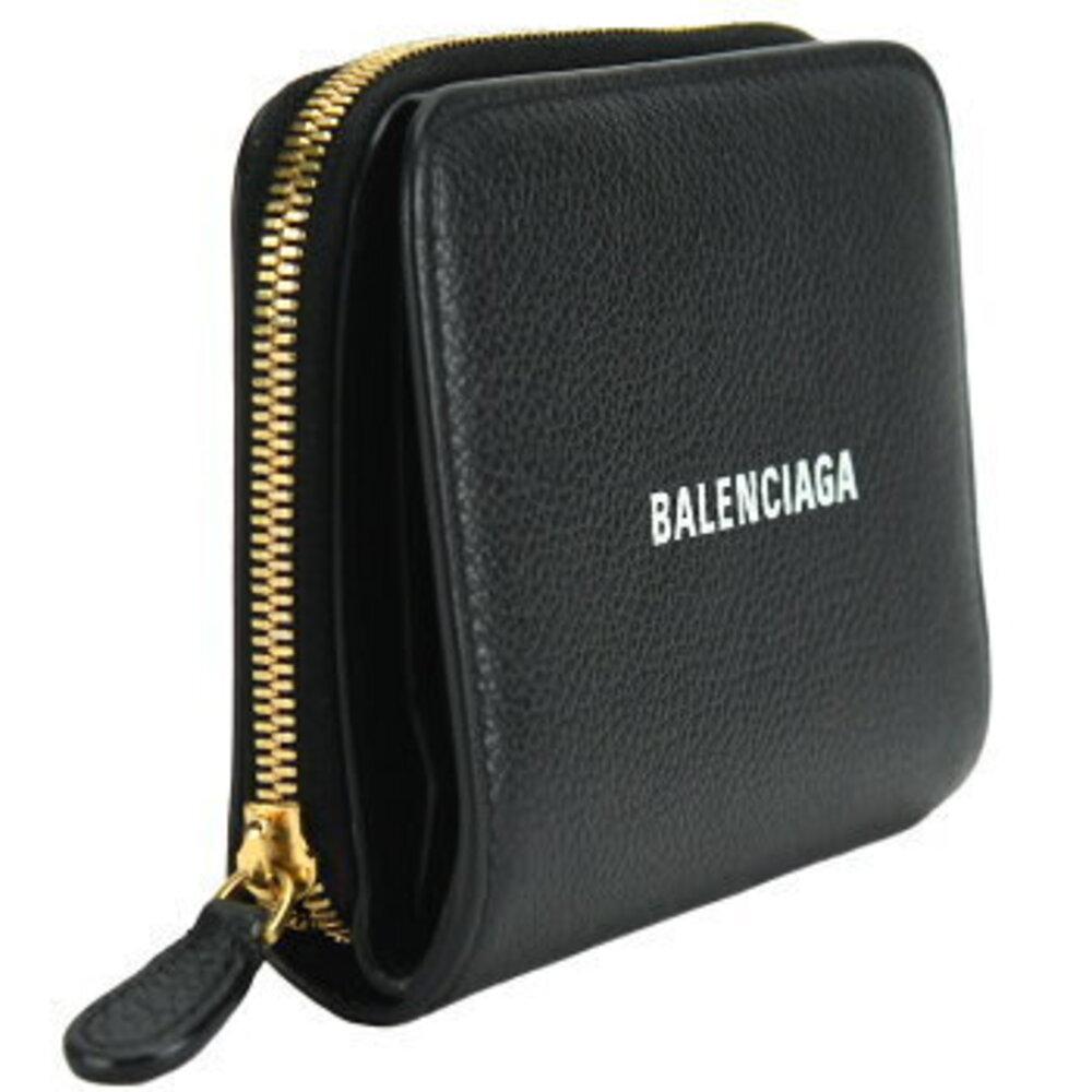 Balenciaga logo black both leather Bifold Wallet compact Cash - Picture 3 of 8
